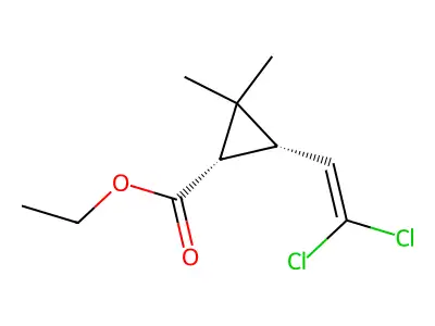 Ethyl cis-2-(2,2-dichlorovinyl)-3,3-dimethylcyclopropanecarboxylate structure