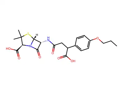4-Thia-1-azabicyclo(3.2.0)heptane-2-carboxylic acid, 6-((3-carboxy-1-oxo-3-(4-propoxyphenyl)propyl)amino)-3,3-dimethyl-7-oxo-, (2S-(2-alpha,5-alpha,6-beta))- structure