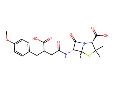 4-Thia-1-azabicyclo(3.2.0)heptane-2-carboxylic acid, 6-((3-carboxy-4-(4-methoxyphenyl)-1-oxobutyl)amino)-3,3-dimethyl-7-oxo-, (2S-(2-alpha,5-alpha,6-beta))- structure