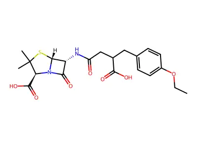 4-Thia-1-azabicyclo(3.2.0)heptane-2-carboxylic acid, 6-((3-carboxy-4-(4-ethoxyphenyl)-1-oxobutyl)amino)-3,3-dimethyl-7-oxo-, (2S-(2-alpha,5-alpha,6-beta))- structure
