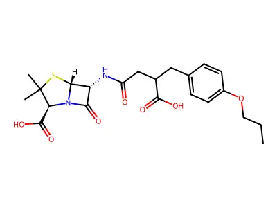 4-Thia-1-azabicyclo(3.2.0)heptane-2-carboxylic acid, 6-((3-carboxy-1-oxo-4-(4-propoxyphenyl)butyl)amino)-3,3-dimethyl-7-oxo-, (2S-(2-alpha,5-alpha,6-beta))- structure