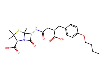 4-Thia-1-azabicyclo(3.2.0)heptane-2-carboxylic acid, 6-((4-(4-butoxyphenyl)-3-carboxy-1-oxobutyl)amino)-3,3-dimethyl-7-oxo-, (2S-(2-alpha,5-alpha,6-beta))- structure
