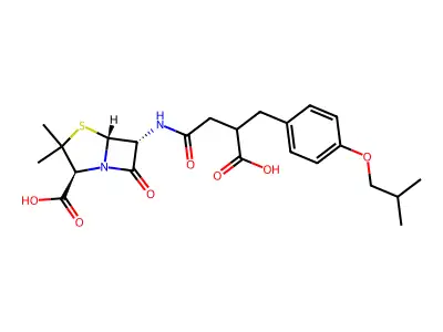 4-Thia-1-azabicyclo(3.2.0)heptane-2-carboxylic acid, 6-((3-carboxy-4-(4-(2-methylpropoxy)phenyl)-1-oxobutyl)amino)-3,3-dimethyl-7-oxo-, (2S-(2-alpha,5-alpha,6-beta))- structure