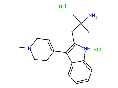 1H-Indole-2-ethanamine, alpha,alpha-dimethyl-3-(1,2,3,6-tetrahydro-1-methyl-4-pyridinyl)-, dihydrochloride, hydrate structure