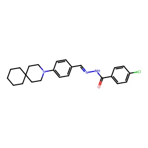 N-[[4-(3-azaspiro[5.5]undecan-3-yl)phenyl]methylideneamino]-4-chlorobenzamide structure