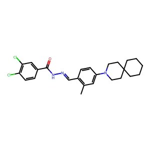 N-{[4-(3-Azaspiro[5.5]undecan-3-yl)-2-methylphenyl]methylidene}-3,4-dichlorobenzene-1-carbohydrazonic acid structure