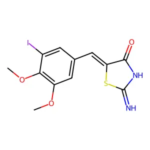 (5Z)-2-imino-5-(3-iodo-4,5-dimethoxybenzylidene)-1,3-thiazolidin-4-one structure