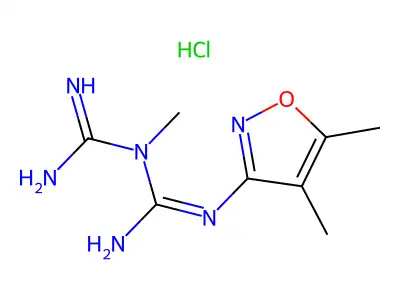Imidodicarbonimidic diamide, N-(4,5-dimethyl-3-isoxazolyl)-N-methyl-, monohydrochloride structure