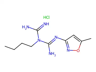 Imidodicarbonimidic diamide, N-butyl-N'-(5-methyl-3-isoxazolyl)-, monohydrochloride structure