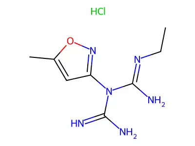 Imidodicarbonimidic diamide, N-ethyl-N-(5-methyl-3-isoxazolyl)-, monohydrochloride structure
