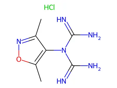 Imidodicarbonimidic diamide, N-(3,5-dimethyl-4-isoxazolyl)-, monohydrochloride structure
