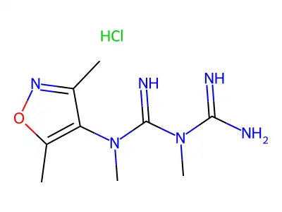 N,N-Dimethyl-N'-(3,5-dimethyl-4-isoxazolyl)imidodicarbonimidic diamide monohydrochloride structure