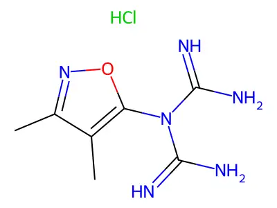 Imidodicarbonimidic diamide, N-(3,4-dimethyl-5-isoxazolyl)-, monohydrochloride structure