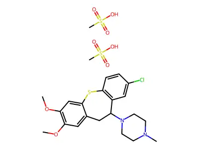 Piperazine, 1-(8-chloro-10,11-dihydro-2,3-dimethoxydibenzo(b,f)thiepin-10-yl)-4-methyl-, dimethanesulfonate structure