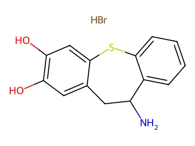 Dibenzo(b,f)thiepin-2,3-diol, 10,11-dihydro-10-amino-, hydrobromide structure