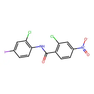 2-chloro-N-(2-chloro-4-iodophenyl)-4-nitrobenzamide structure