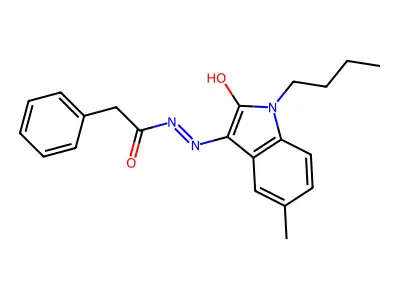 Benzeneacetic acid, 2-(1-butyl-1,2-dihydro-5-methyl-2-oxo-3H-indol-3-ylidene)hydrazide structure