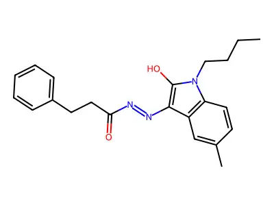 Benzenepropanoic acid, 2-(1-butyl-1,2-dihydro-5-methyl-2-oxo-3H-indol-3-ylidene)hydrazide structure