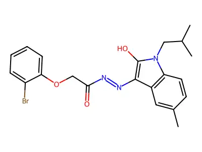 2-(2-Bromophenoxy)acetic acid 2-[1,2-dihydro-5-methyl-1-(2-methylpropyl)-2-oxo-3H-indol-3-ylidene]hydrazide structure