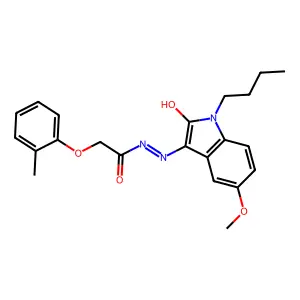 (E)-N'-(1-butyl-5-methoxy-2-oxoindolin-3-ylidene)-2-(o-tolyloxy)acetohydrazide structure