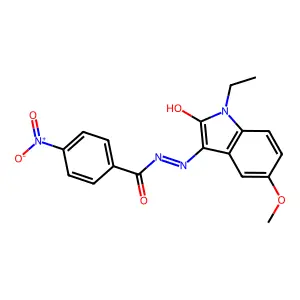N-[(Z)-(1-ethyl-5-methoxy-2-oxoindol-3-ylidene)amino]-4-nitrobenzamide structure