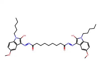 N,N'-bis[(5-methoxy-2-oxo-1-pentyl-indol-3-ylidene)amino]nonanediamide structure