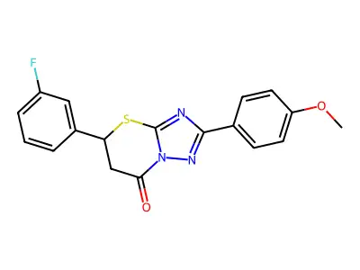 5-(3-fluorophenyl)-2-(4-methoxyphenyl)-5,6-dihydro-7H-[1,2,4]triazolo[5,1-b][1,3]thiazin-7-one structure