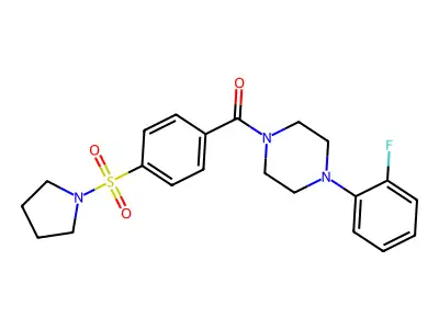 (4-(2-Fluorophenyl)piperazin-1-yl)(4-(pyrrolidin-1-ylsulfonyl)phenyl)methanone structure