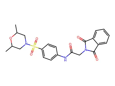 N-{4-[(2,6-dimethylmorpholin-4-yl)sulfonyl]phenyl}-2-(1,3-dioxo-1,3-dihydro-2H-isoindol-2-yl)acetamide structure