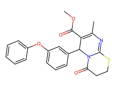 methyl 8-methyl-4-oxo-6-(3-phenoxyphenyl)-3,4-dihydro-2H,6H-pyrimido[2,1-b][1,3]thiazine-7-carboxylate structure