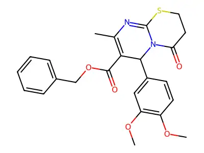 benzyl 6-(3,4-dimethoxyphenyl)-8-methyl-4-oxo-3,4-dihydro-2H,6H-pyrimido[2,1-b][1,3]thiazine-7-carboxylate structure