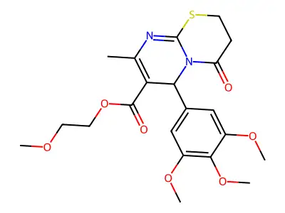 2-methoxyethyl 8-methyl-4-oxo-6-(3,4,5-trimethoxyphenyl)-3,4-dihydro-2H,6H-pyrimido[2,1-b][1,3]thiazine-7-carboxylate structure