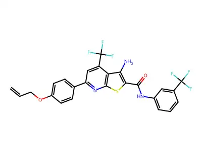 6-[4-(ALLYLOXY)PHENYL]-3-AMINO-4-(TRIFLUOROMETHYL)-N-[3-(TRIFLUOROMETHYL)PHENYL]THIENO[2,3-B]PYRIDINE-2-CARBOXAMIDE structure