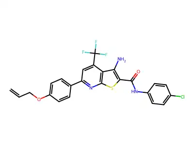 6-[4-(ALLYLOXY)PHENYL]-3-AMINO-N-(4-CHLOROPHENYL)-4-(TRIFLUOROMETHYL)THIENO[2,3-B]PYRIDINE-2-CARBOXAMIDE structure