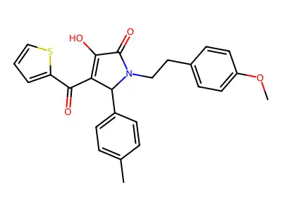 3-hydroxy-1-[2-(4-methoxyphenyl)ethyl]-5-(4-methylphenyl)-4-(2-thienylcarbonyl)-1,5-dihydro-2H-pyrrol-2-one structure