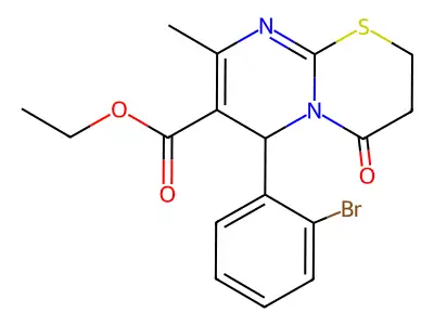 ethyl 6-(2-bromophenyl)-8-methyl-4-oxo-3,4-dihydro-2H,6H-pyrimido[2,1-b][1,3]thiazine-7-carboxylate structure