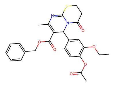 benzyl 6-[4-(acetyloxy)-3-ethoxyphenyl]-8-methyl-4-oxo-3,4-dihydro-2H,6H-pyrimido[2,1-b][1,3]thiazine-7-carboxylate structure