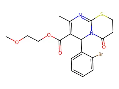 2-methoxyethyl 6-(2-bromophenyl)-8-methyl-4-oxo-3,4-dihydro-2H,6H-pyrimido[2,1-b][1,3]thiazine-7-carboxylate structure