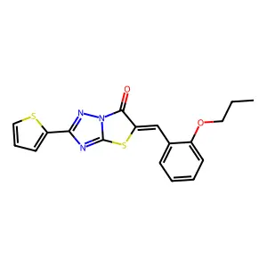 (5Z)-5-(2-propoxybenzylidene)-2-(2-thienyl)[1,3]thiazolo[3,2-b][1,2,4]triazol-6(5H)-one structure