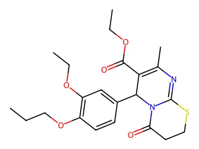 ethyl 6-(3-ethoxy-4-propoxyphenyl)-8-methyl-4-oxo-3,4-dihydro-2H,6H-pyrimido[2,1-b][1,3]thiazine-7-carboxylate structure