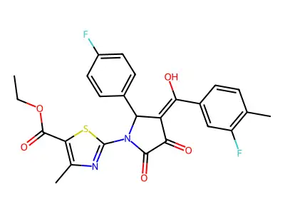 ethyl 2-[3-(3-fluoro-4-methylbenzoyl)-2-(4-fluorophenyl)-4-hydroxy-5-oxo-2,5-dihydro-1H-pyrrol-1-yl]-4-methyl-1,3-thiazole-5-carboxylate structure