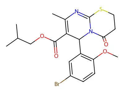 2-methylpropyl 6-(5-bromo-2-methoxyphenyl)-8-methyl-4-oxo-3,4-dihydro-2H,6H-pyrimido[2,1-b][1,3]thiazine-7-carboxylate structure