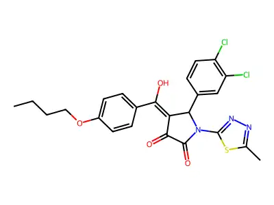 4-(4-BUTOXYBENZOYL)-5-(3,4-DICHLOROPHENYL)-3-HYDROXY-1-(5-METHYL-1,3,4-THIADIAZOL-2-YL)-1,5-DIHYDRO-2H-PYRROL-2-ONE structure