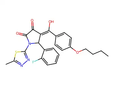 4-(4-butoxybenzoyl)-5-(2-fluorophenyl)-3-hydroxy-1-(5-methyl-1,3,4-thiadiazol-2-yl)-1H-pyrrol-2(5H)-one structure