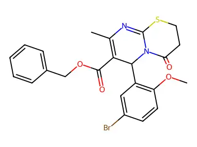 benzyl 6-(5-bromo-2-methoxyphenyl)-8-methyl-4-oxo-3,4-dihydro-2H,6H-pyrimido[2,1-b][1,3]thiazine-7-carboxylate structure