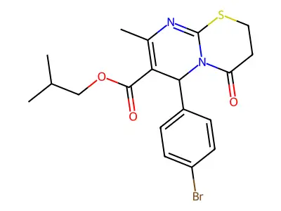 isobutyl 6-(4-bromophenyl)-8-methyl-4-oxo-3,4-dihydro-2H,6H-pyrimido[2,1-b][1,3]thiazine-7-carboxylate structure