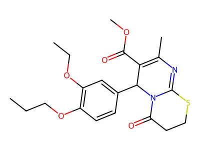 methyl 6-(3-ethoxy-4-propoxyphenyl)-8-methyl-4-oxo-3,4-dihydro-2H,6H-pyrimido[2,1-b][1,3]thiazine-7-carboxylate structure