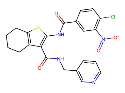 2-[(4-CHLORO-3-NITROBENZOYL)AMINO]-N-(3-PYRIDINYLMETHYL)-4,5,6,7-TETRAHYDRO-1-BENZOTHIOPHENE-3-CARBOXAMIDE structure
