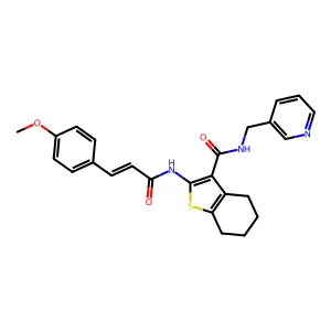 2-{[(2E)-3-(4-METHOXYPHENYL)-2-PROPENOYL]AMINO}-N-(3-PYRIDINYLMETHYL)-4,5,6,7-TETRAHYDRO-1-BENZOTHIOPHENE-3-CARBOXAMIDE structure