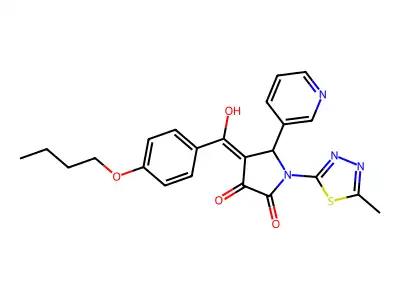 4-(4-butoxybenzoyl)-3-hydroxy-1-(5-methyl-1,3,4-thiadiazol-2-yl)-5-(pyridin-3-yl)-2,5-dihydro-1H-pyrrol-2-one structure